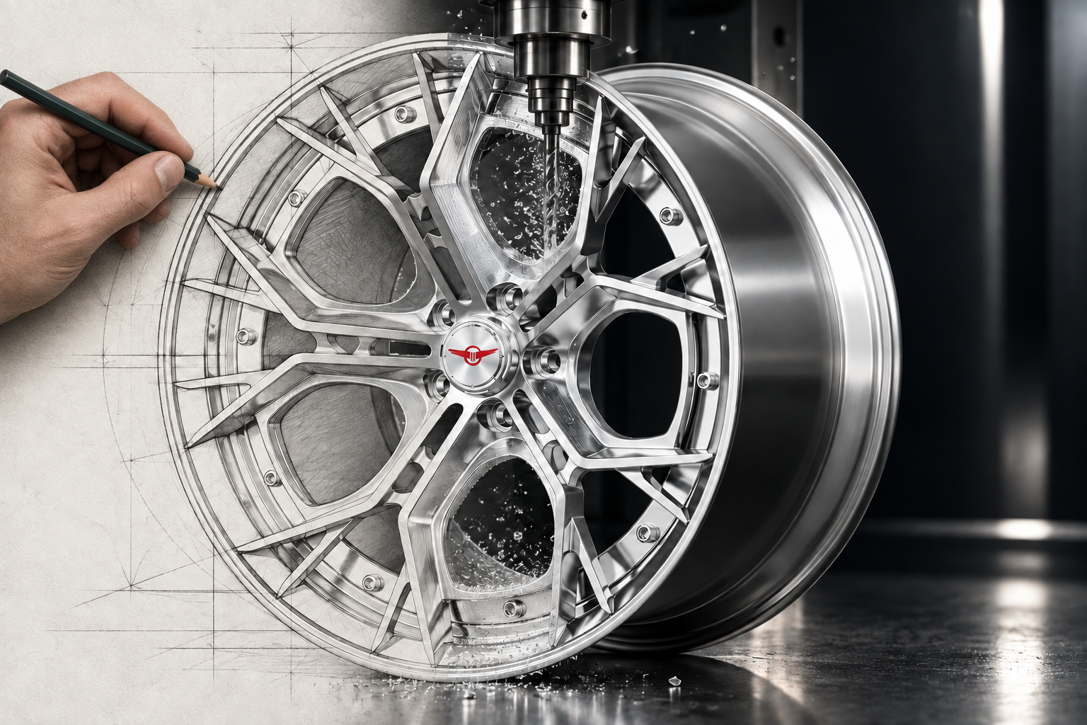 Forged wheel from technical sketch to CNC machining