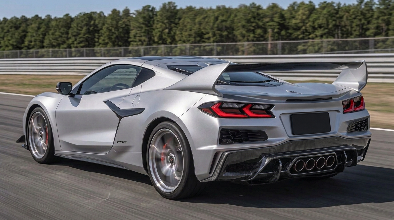 Satin chrome Corvette C8 Z06 with an F40-inspired wing