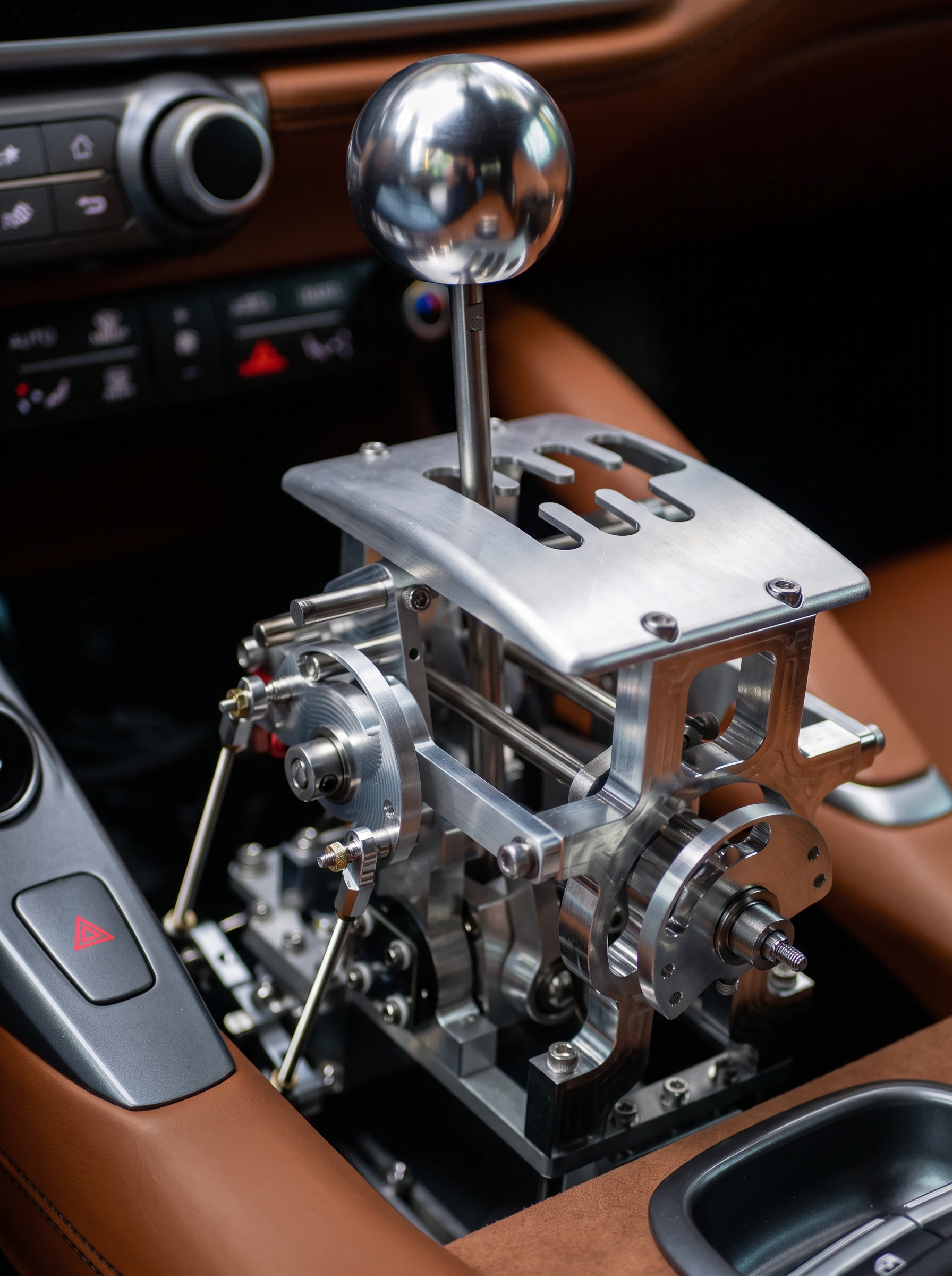 Limitless Engineering billet Quickshift mechanism installed in a performance car